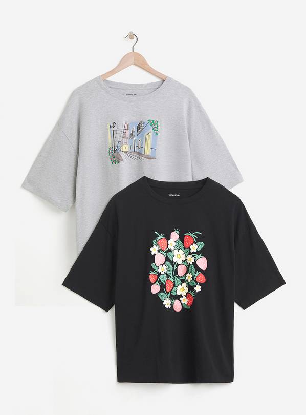 SIMPLY BE Pack Of 2 Graphic Tee 24